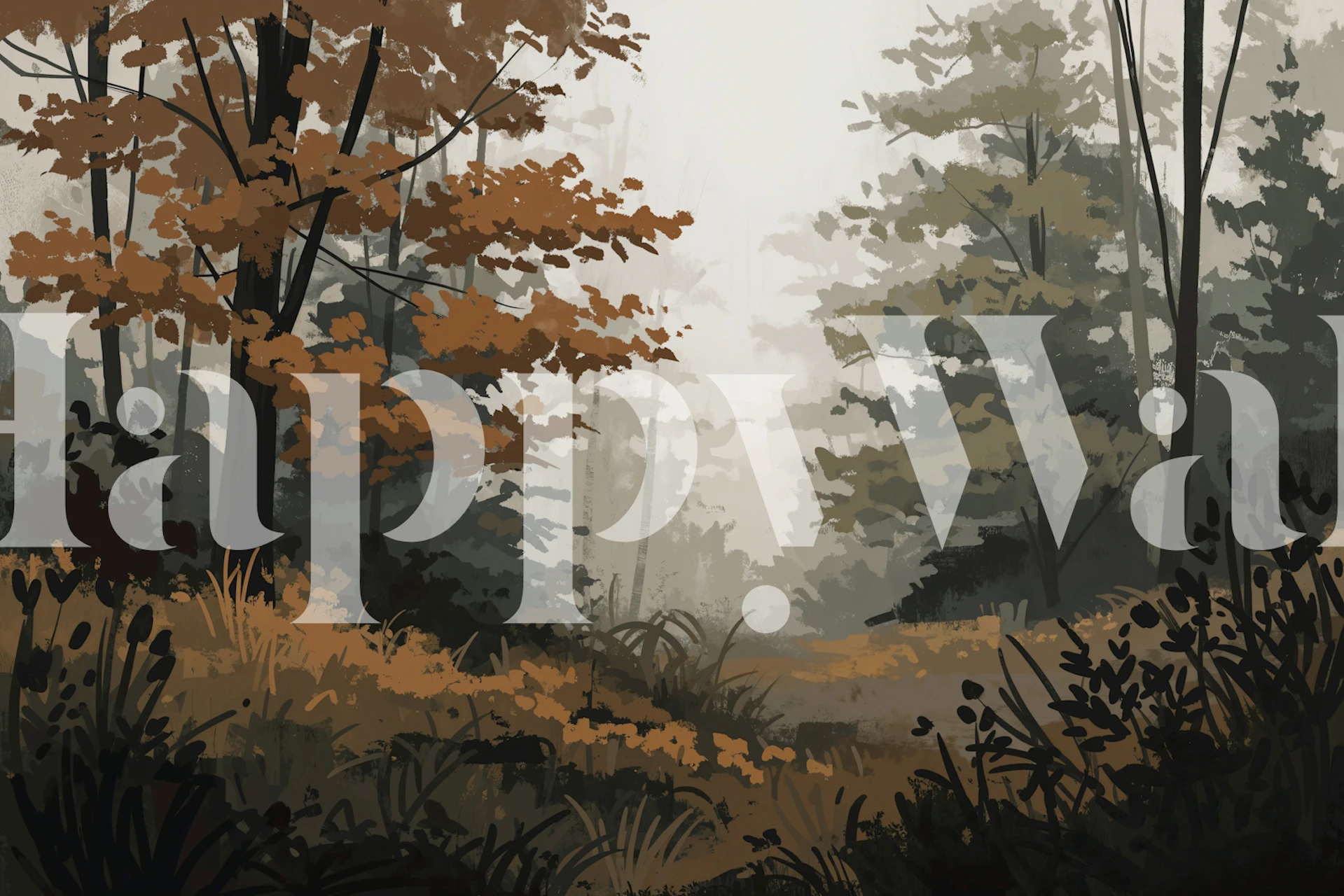 Rustic Woodland Path wallpaper in a room