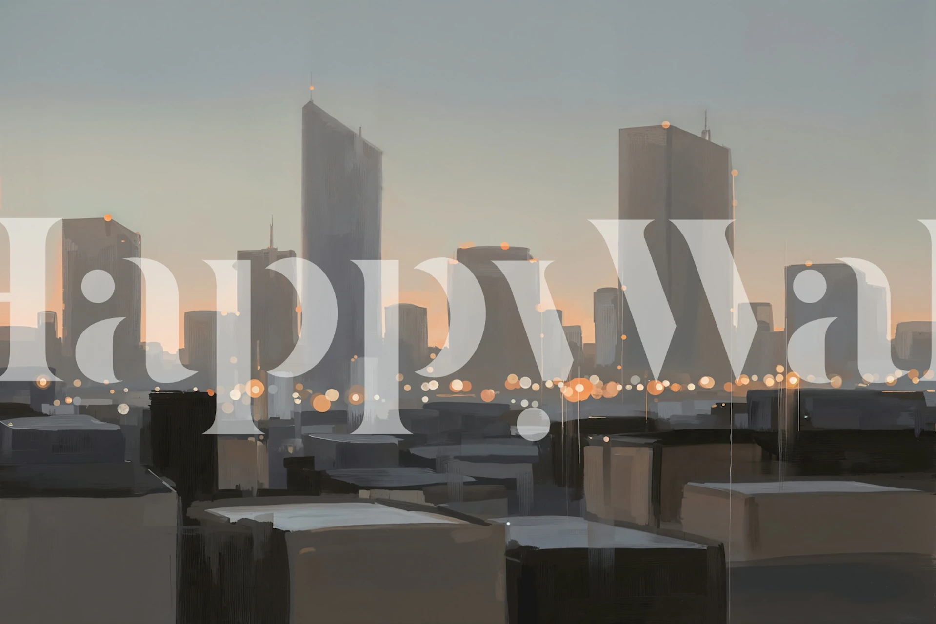 NYC city skyline with sunset colors orange and blue wallpaper