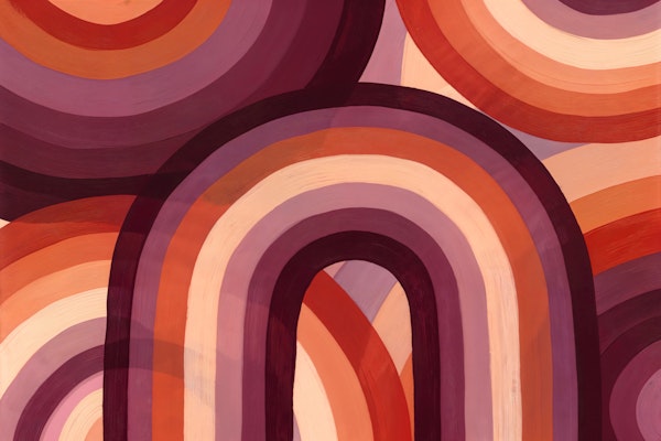 Rainbow Sunset Waves Painting