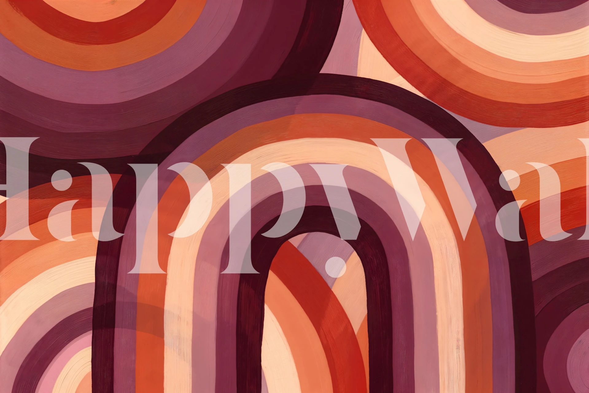 Papel tapiz Rainbow Sunset Waves Painting en una habitación