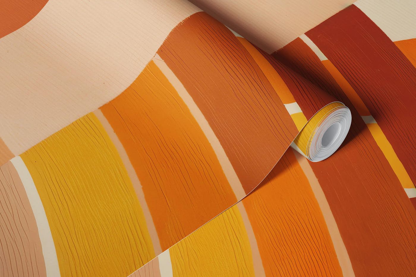 Orange Rainbow Waves Painting wallpaper roll