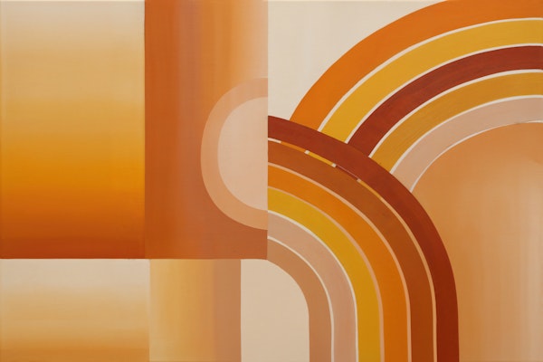 Orange Rainbow Waves Painting