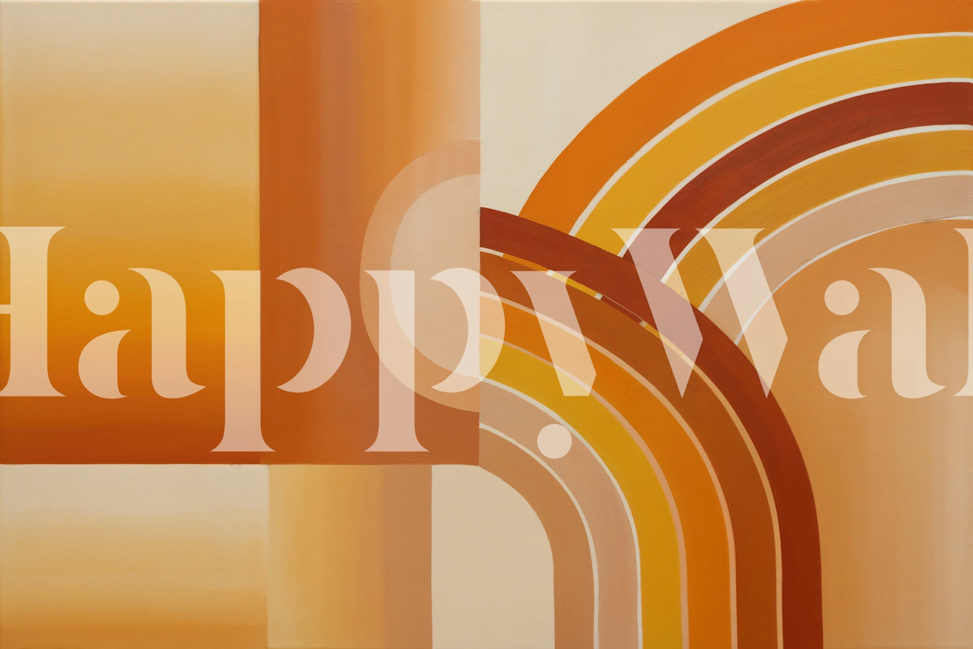 Orange Rainbow Waves wallpaper i ett rum