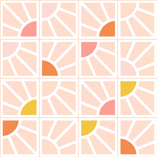 Sunburst Abstract- Peach Pink
