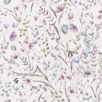 Mauve Flower Delirium on soft lavender wallpaper