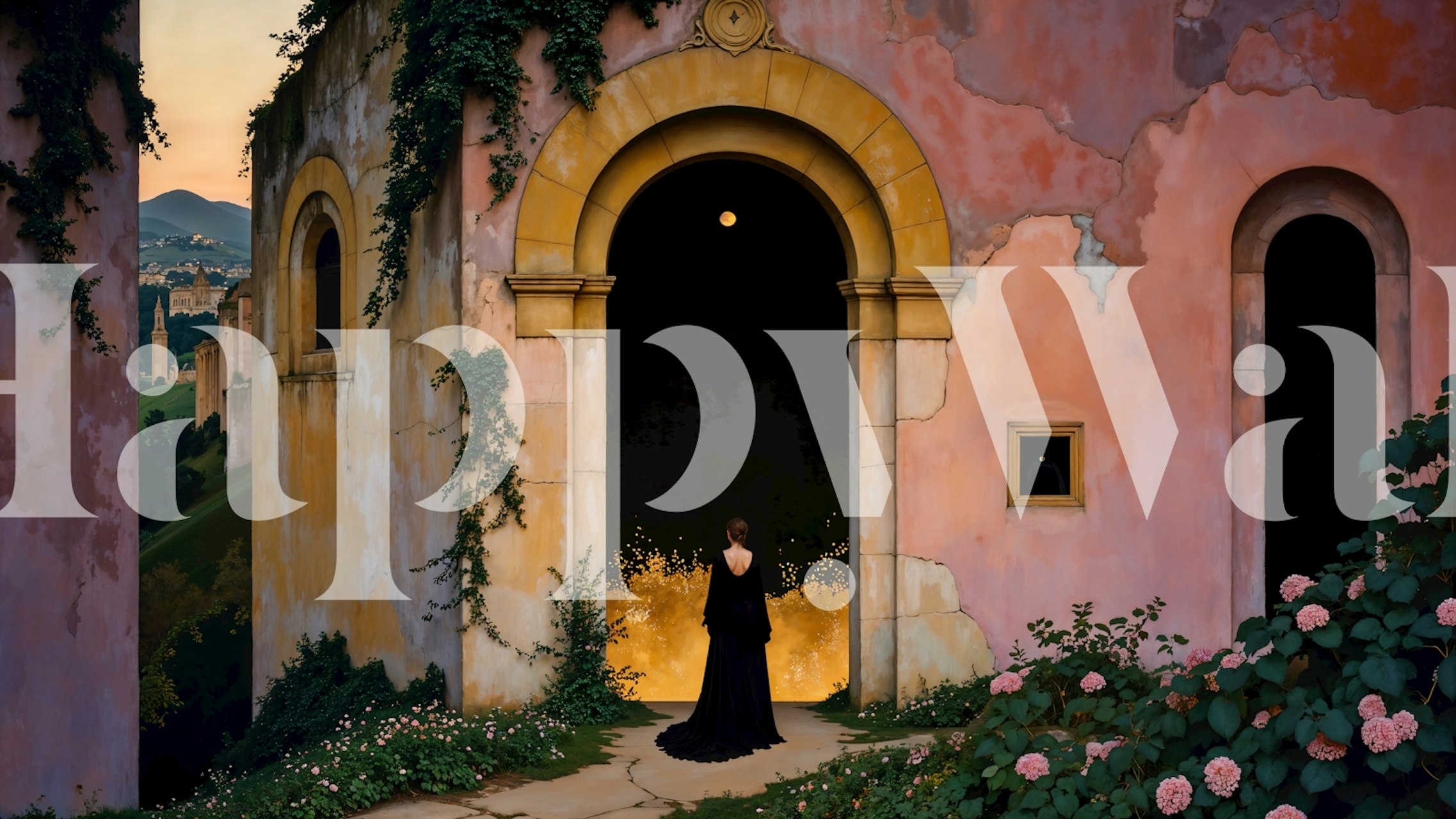 Tapeta Dreamy Mediterranean Retreat v místnosti