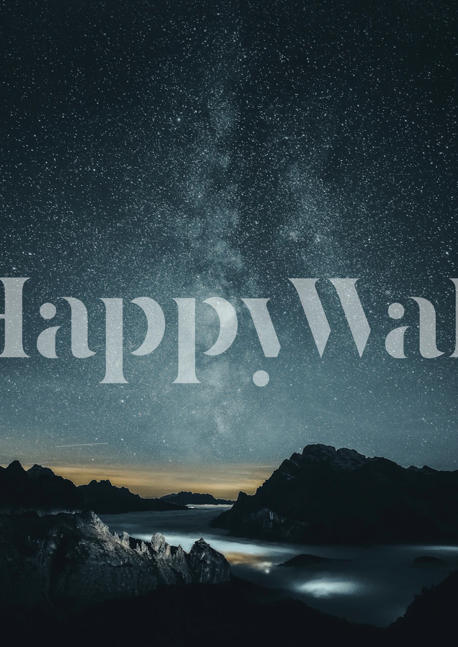 Papier peint Tranquil Starlit Mountain View dans une pièce