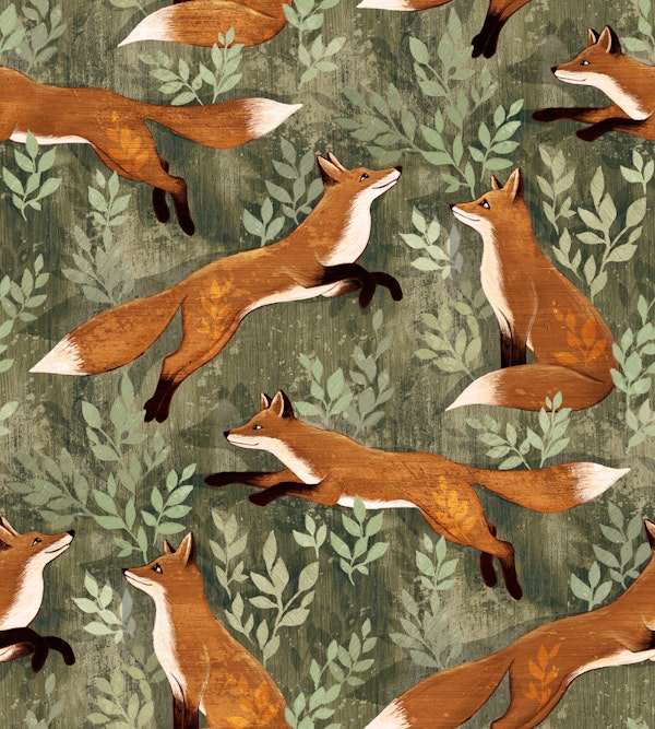 Where the Fox Hides in Forest Green
