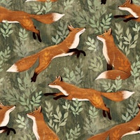 Where the Fox Hides in Forest Green Small wallpaper