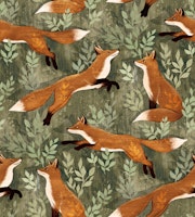 Where the Fox Hides in Forest Green Small wallpaper