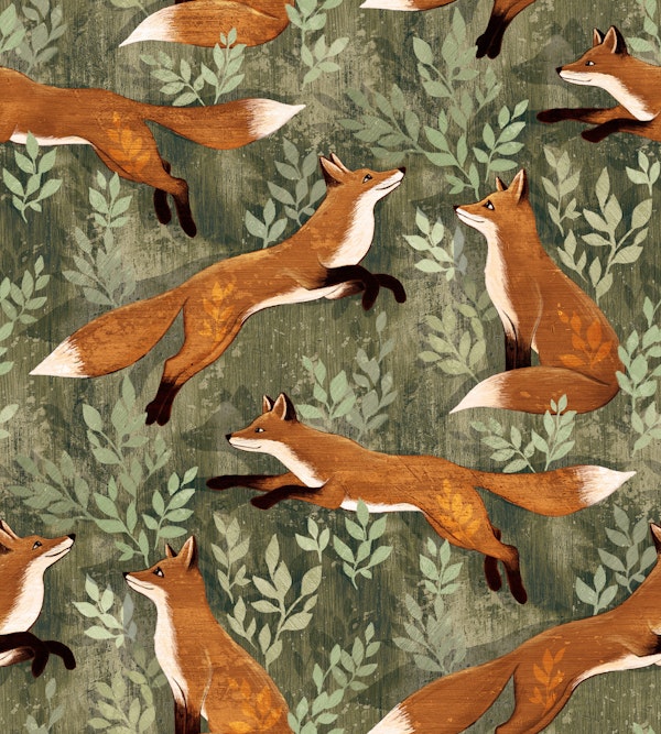 Where the Fox Hides in Forest Green Small