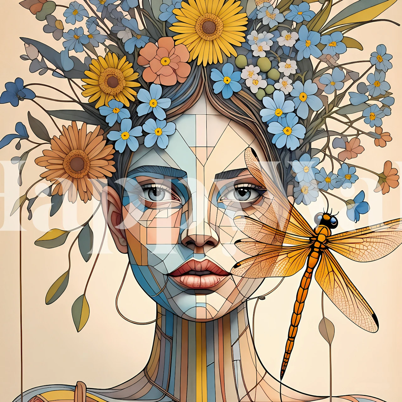 Dragonfly Dream Bloom 1 wallpaper in a room