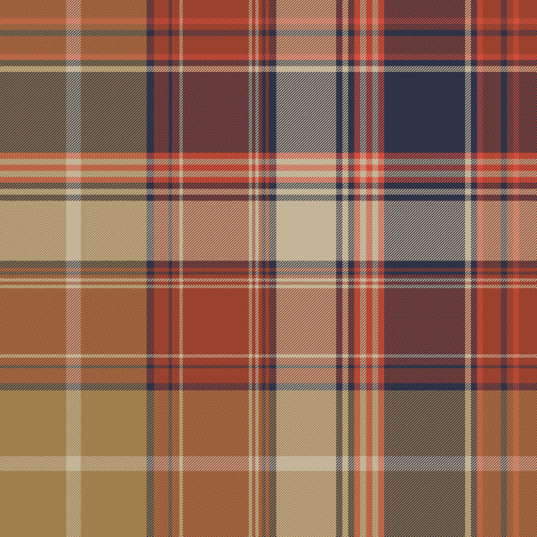 Autumn Plaid Wallpaper in Blue Rust Red