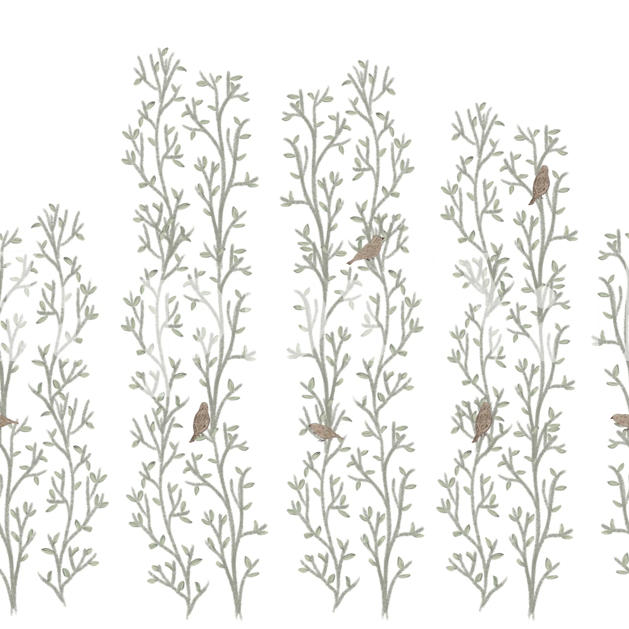 Cute bird wallpaper in a room