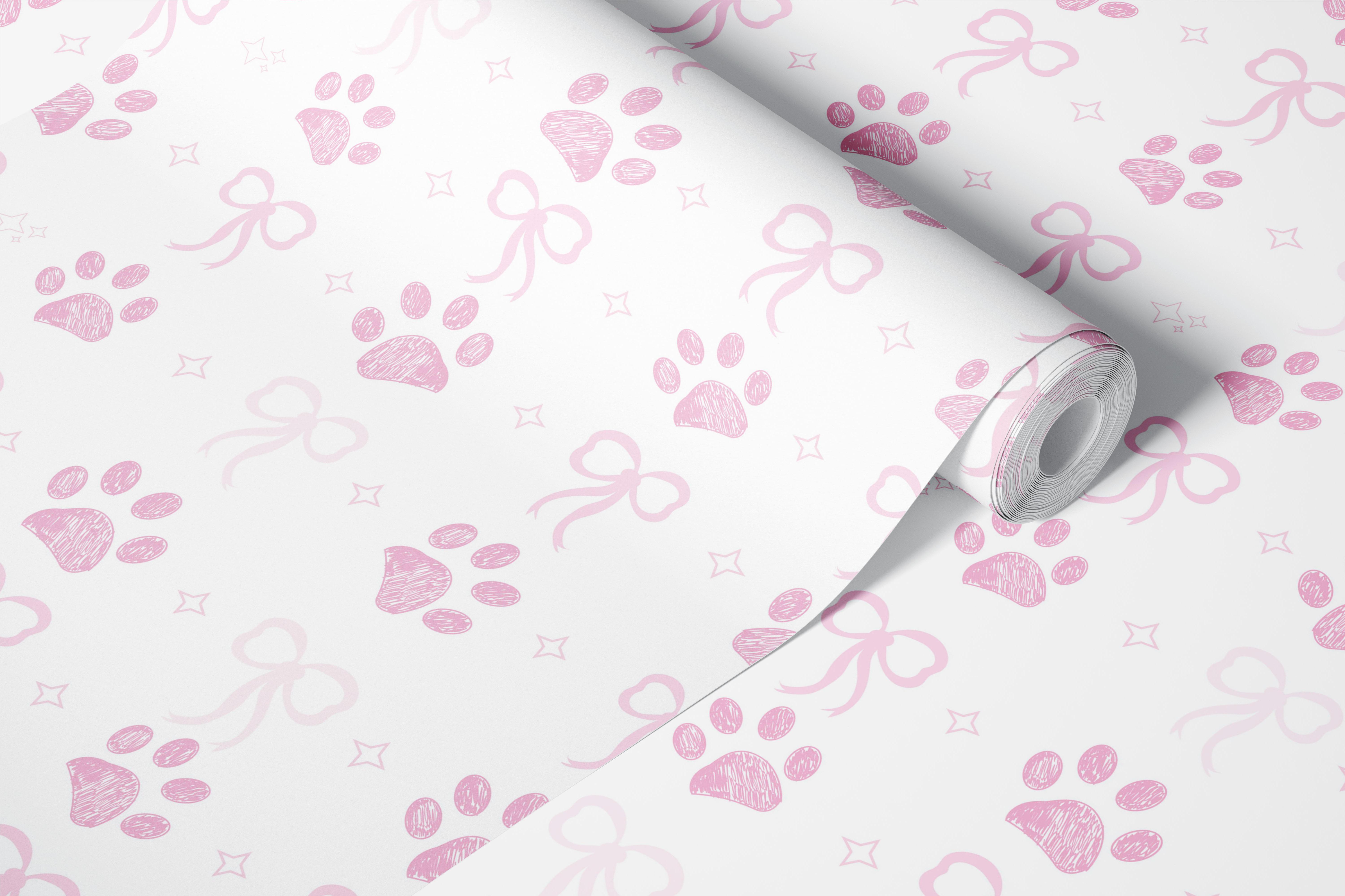 Tapeta Pink bow ties and paw prints v místnosti