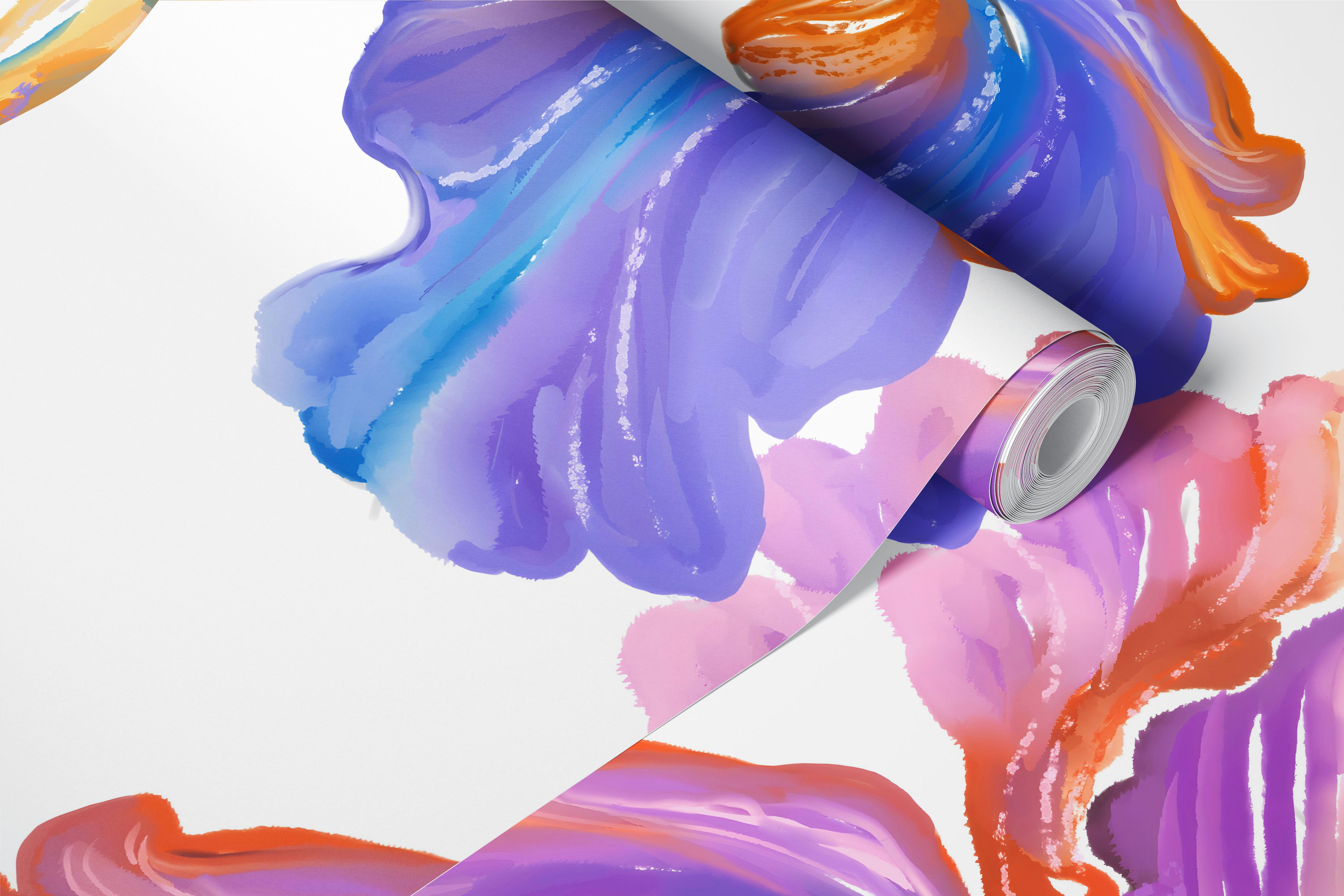 Floral Iris Symphony behang in een kamer