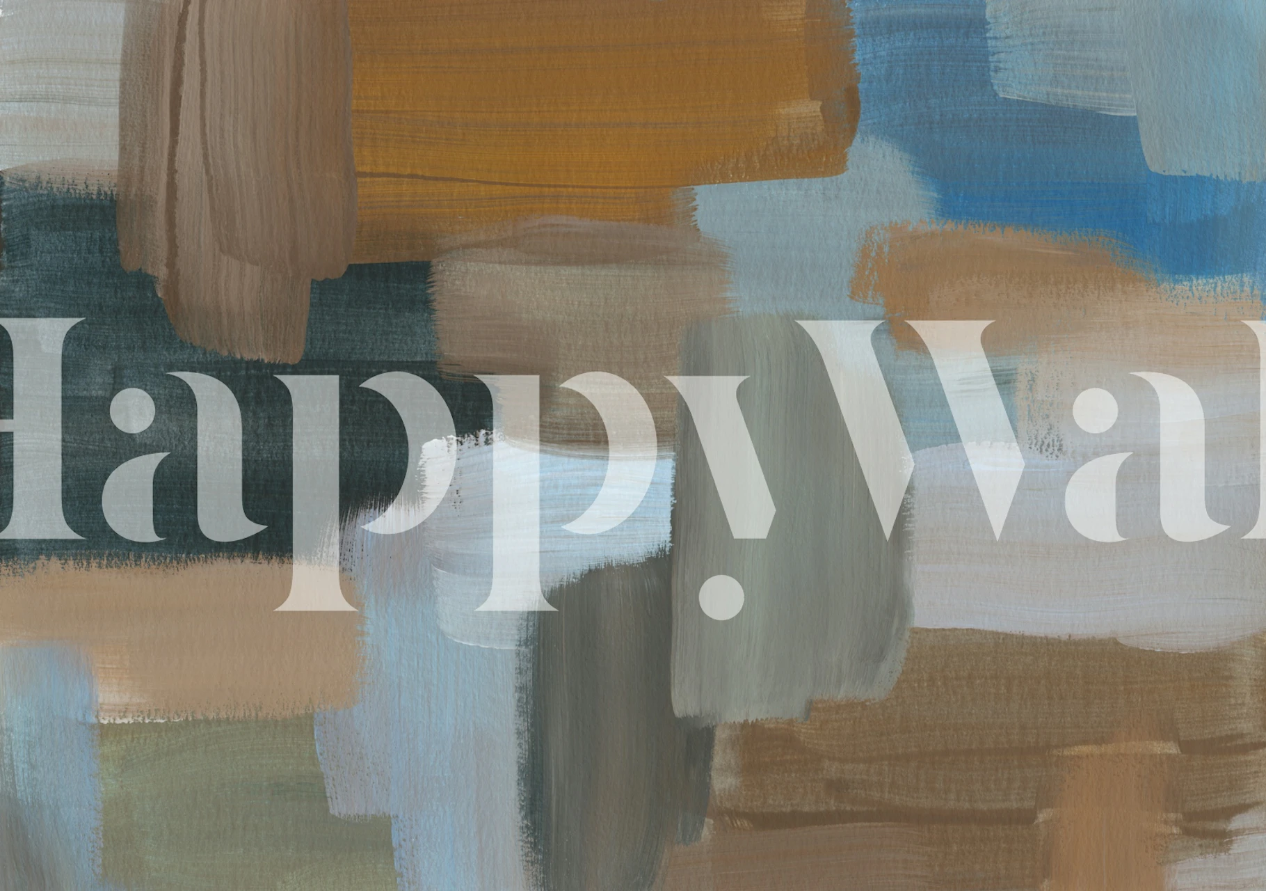 Earthy abstract brushstrokes wallpaper in a room