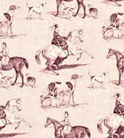 The Hunt - Equestrian Toile in Burgundy tapete