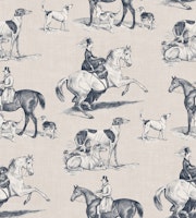 The Hunt - Equestrian Toile in Neutral Blue tapete