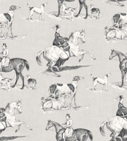 The Hunt - Equestrian Toile in Soft Grey tapete