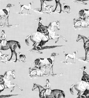 The Hunt - Equestrian Toile in Black & White tapete