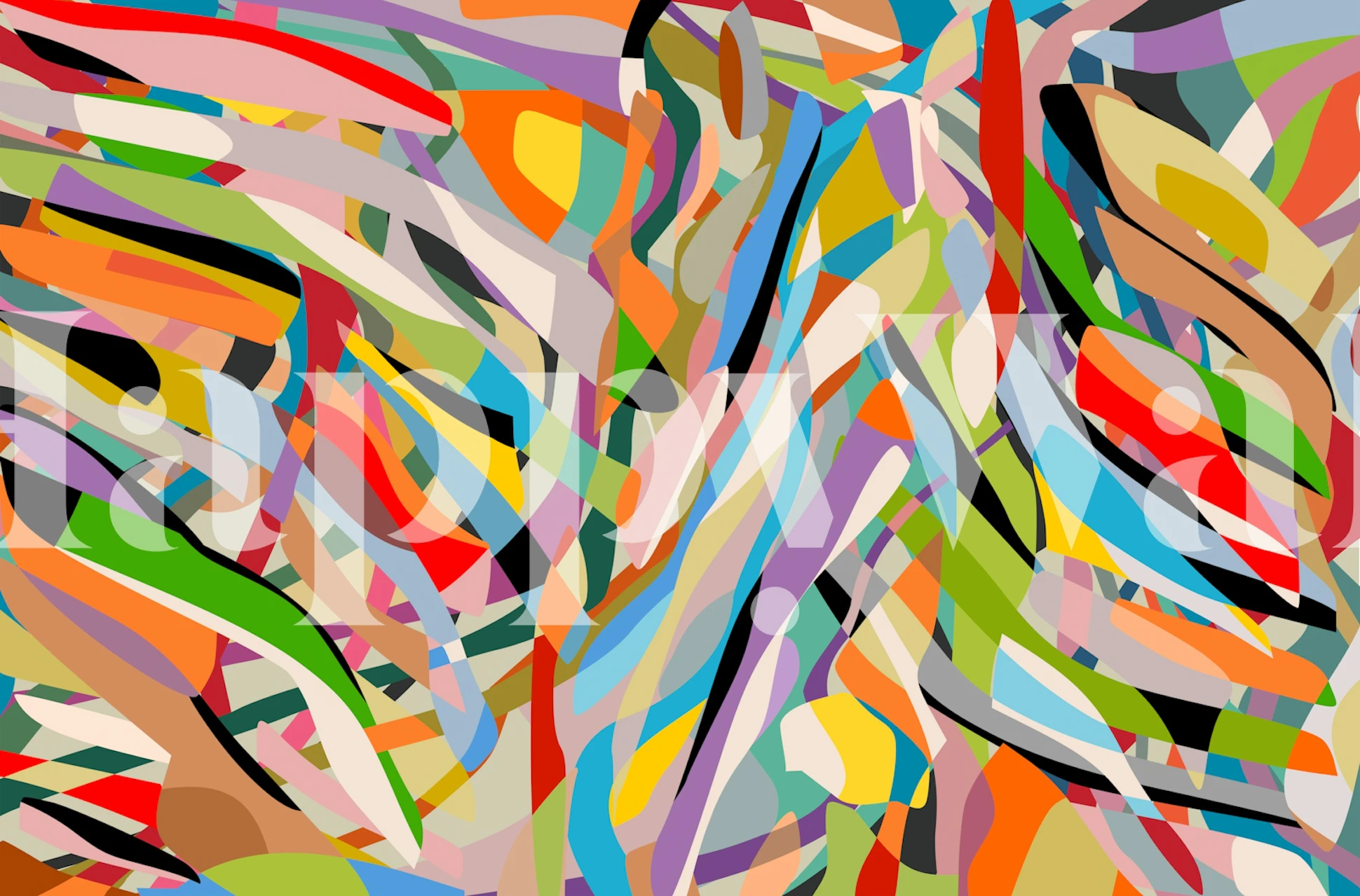 Vibrant stream of colors wallpaper in a room