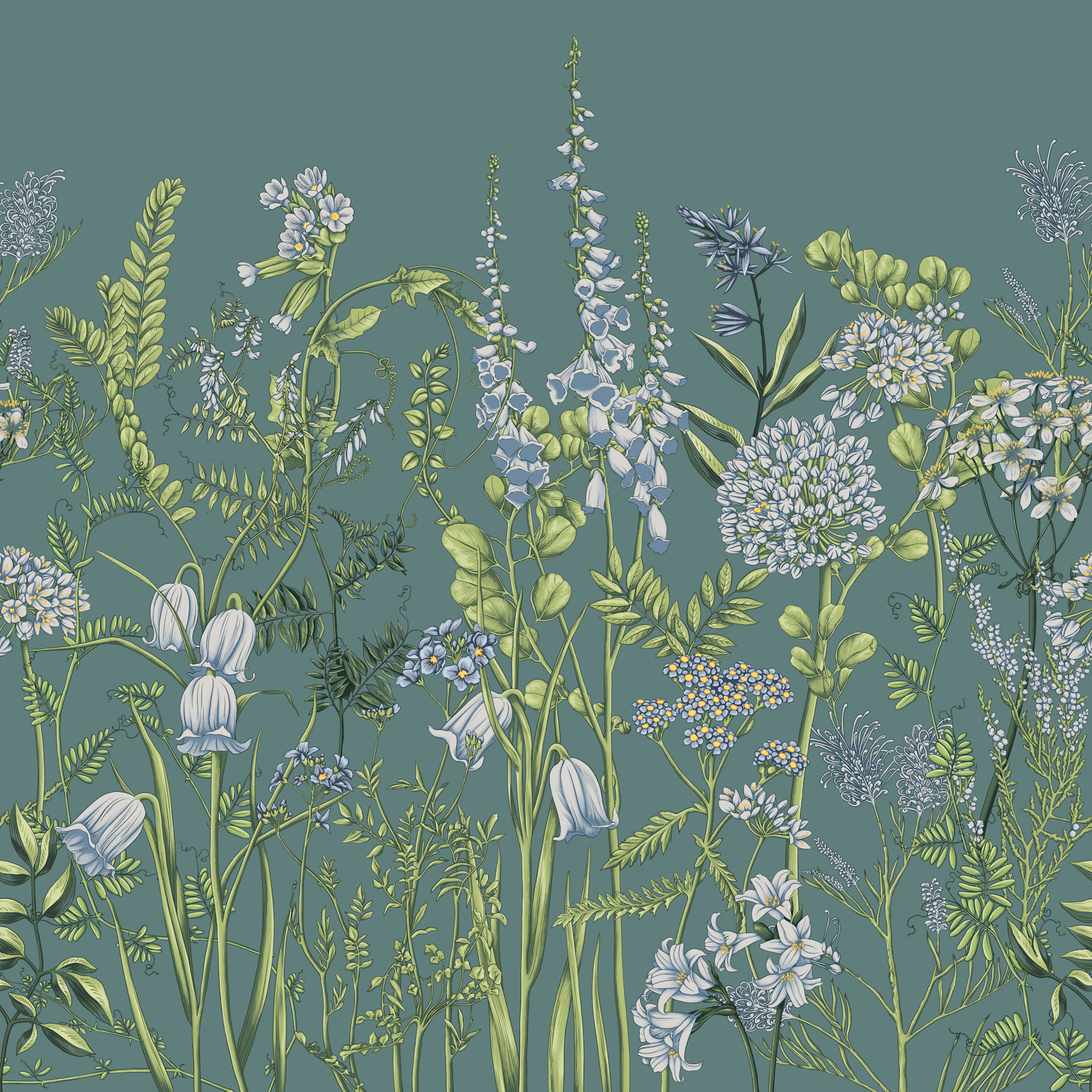 Botanical Floral Wallpaper | Green Nature Design