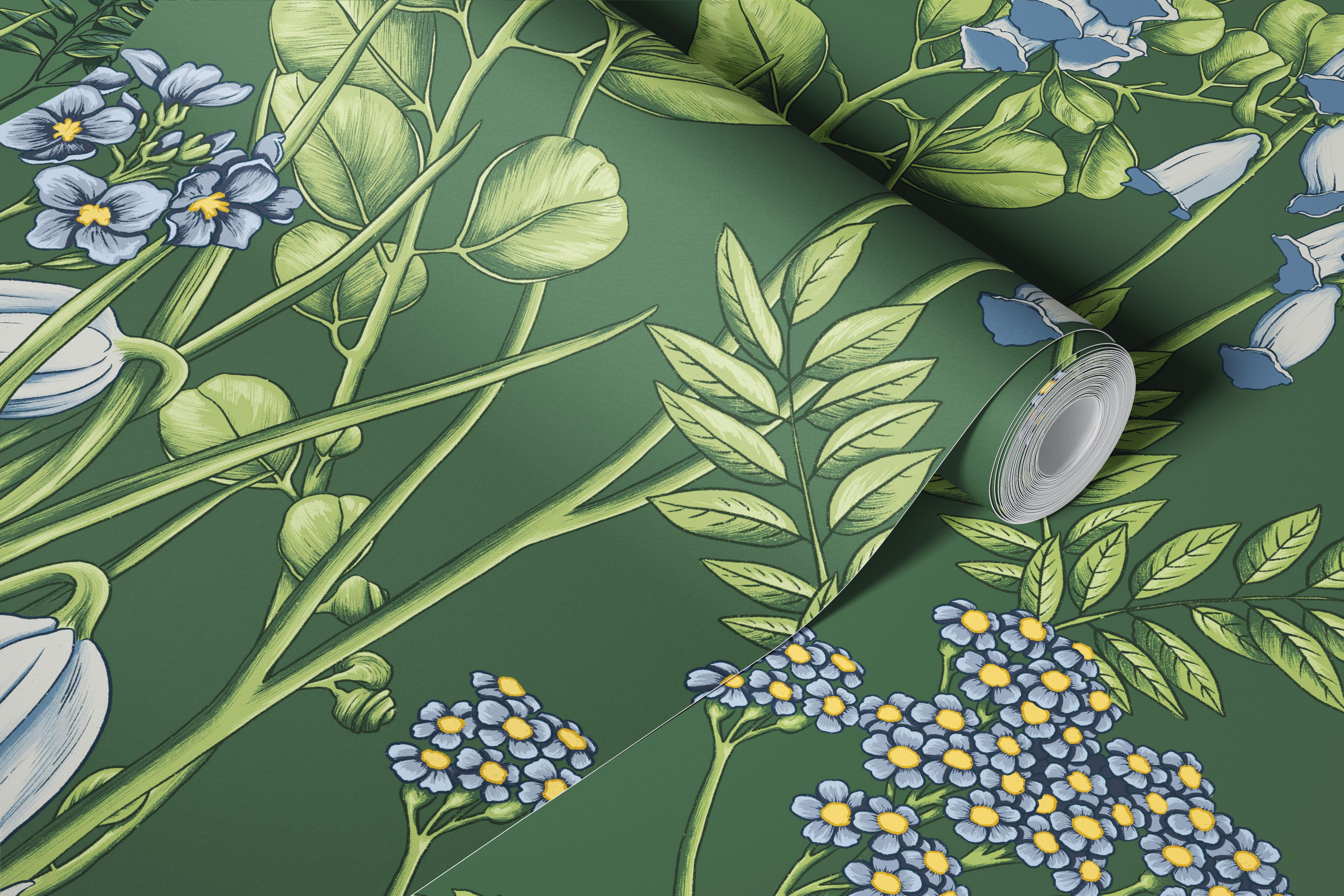 Botany pattern 4 tapetti esitelty huoneessa