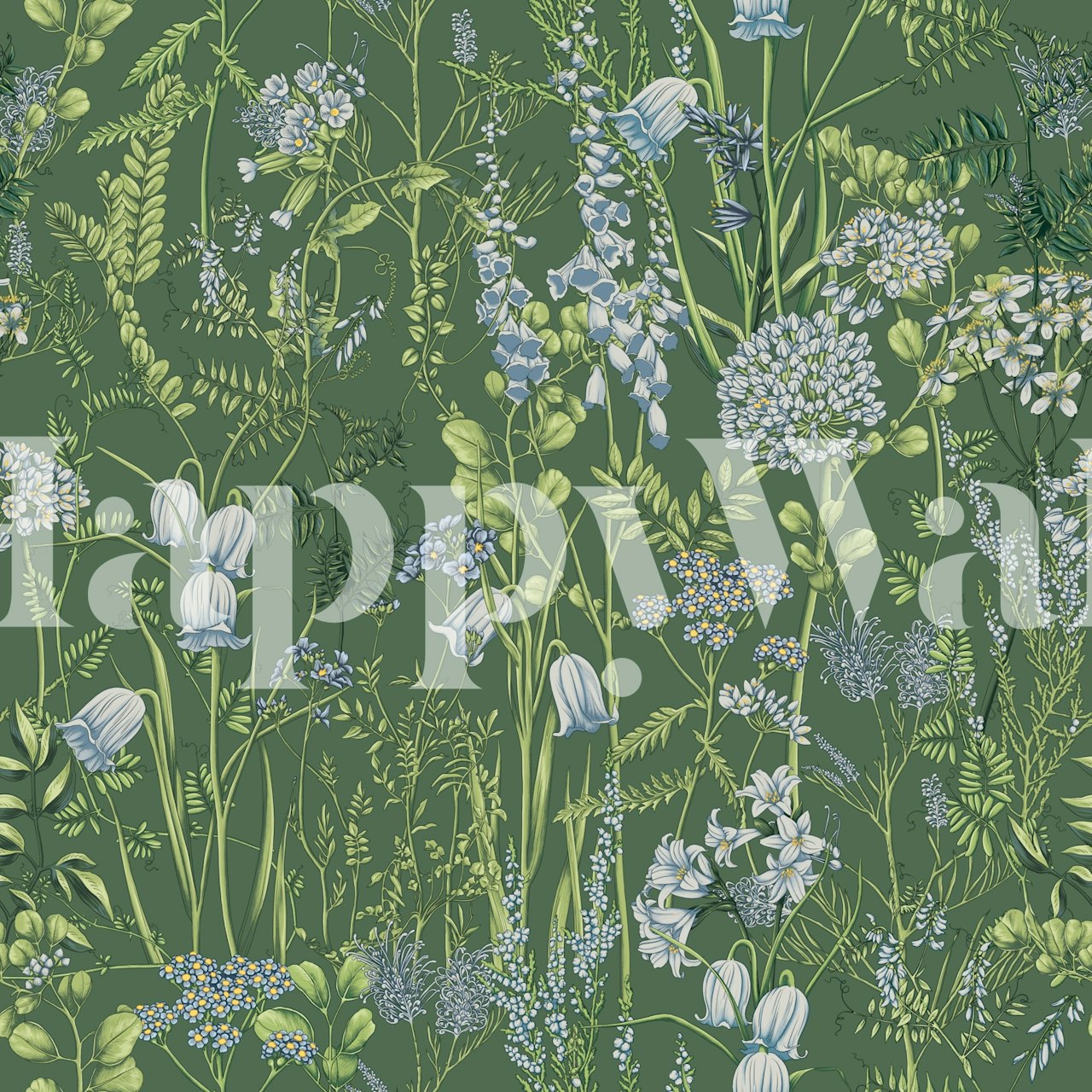 Botany pattern 4 wallpaper displayed in a room