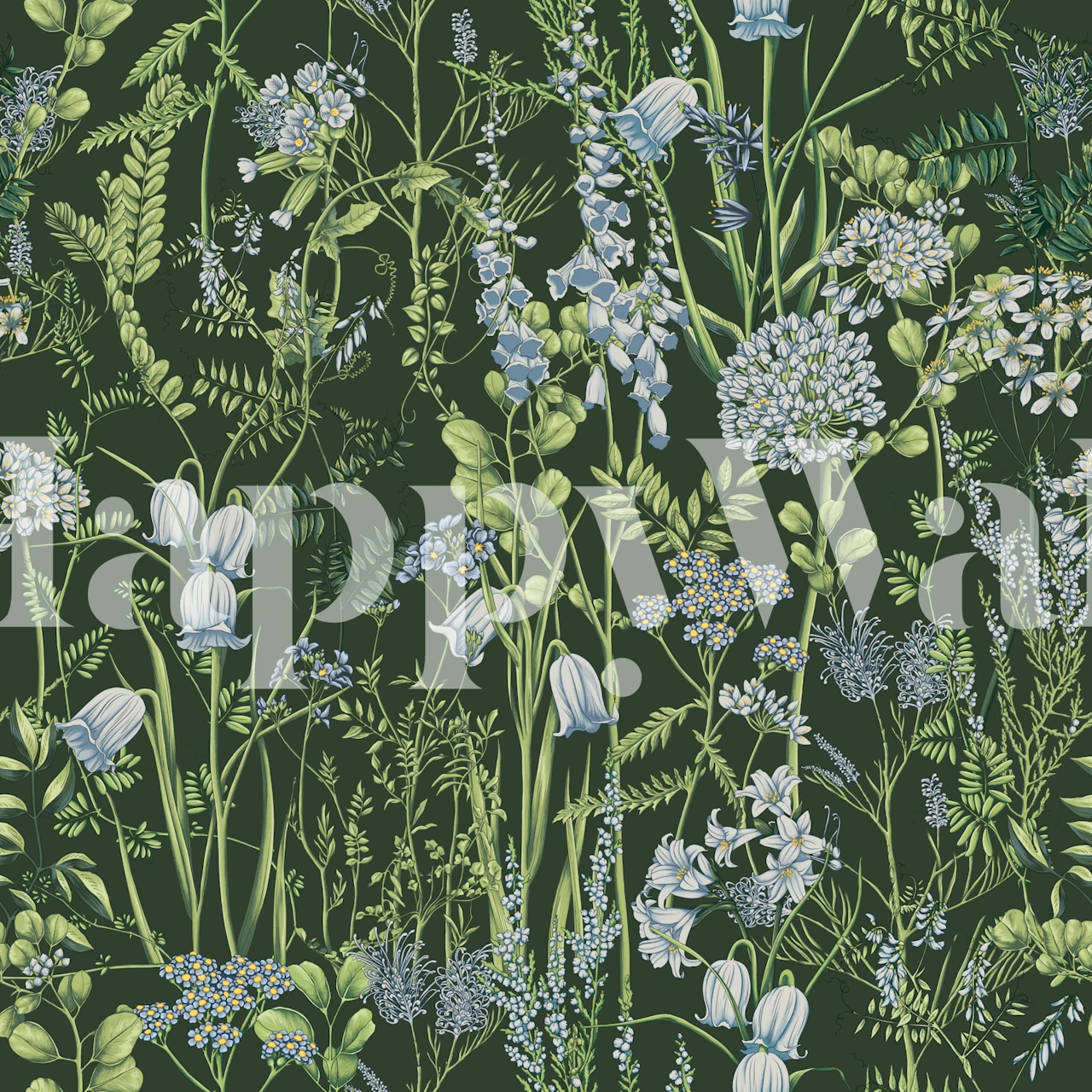 Ontwerp van wallpaper Botany pattern 5 in een kamer