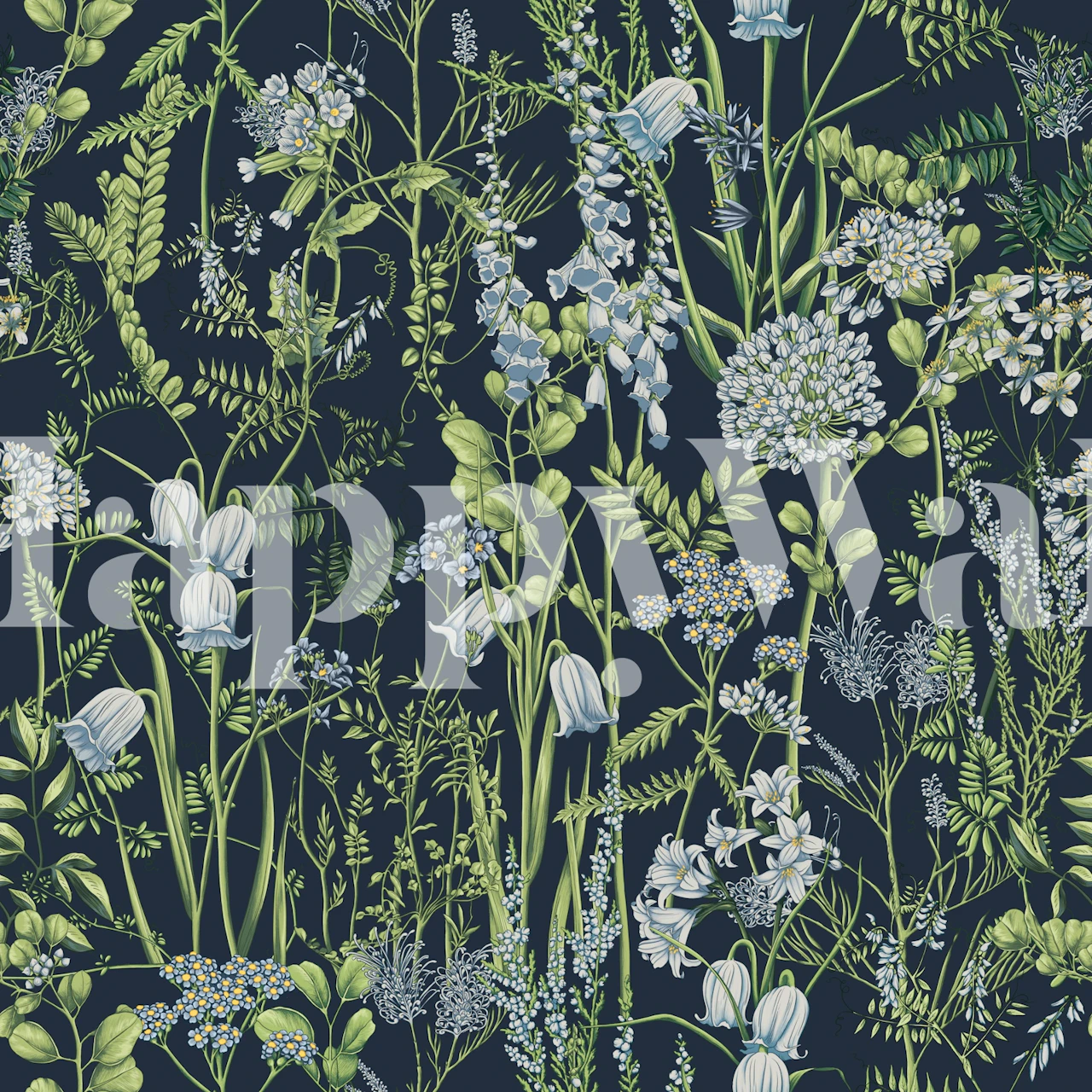 Botany pattern 11 behang in een kamer