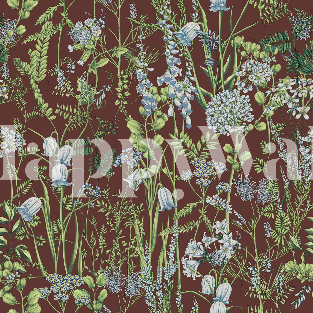 Botany pattern 12 behang in een kamer