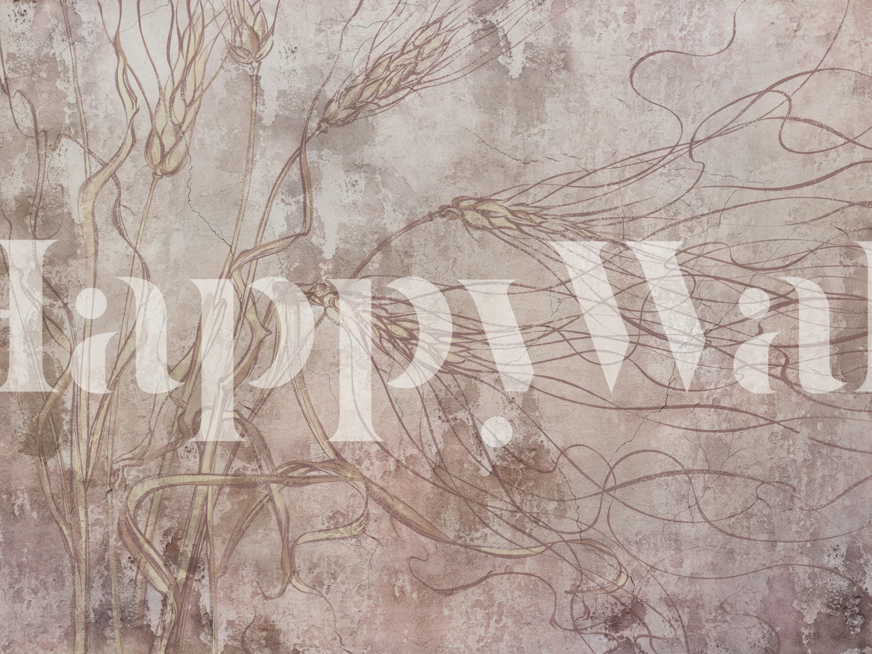 Wheat stalks in soft earthy tones with a textured background wallpaper