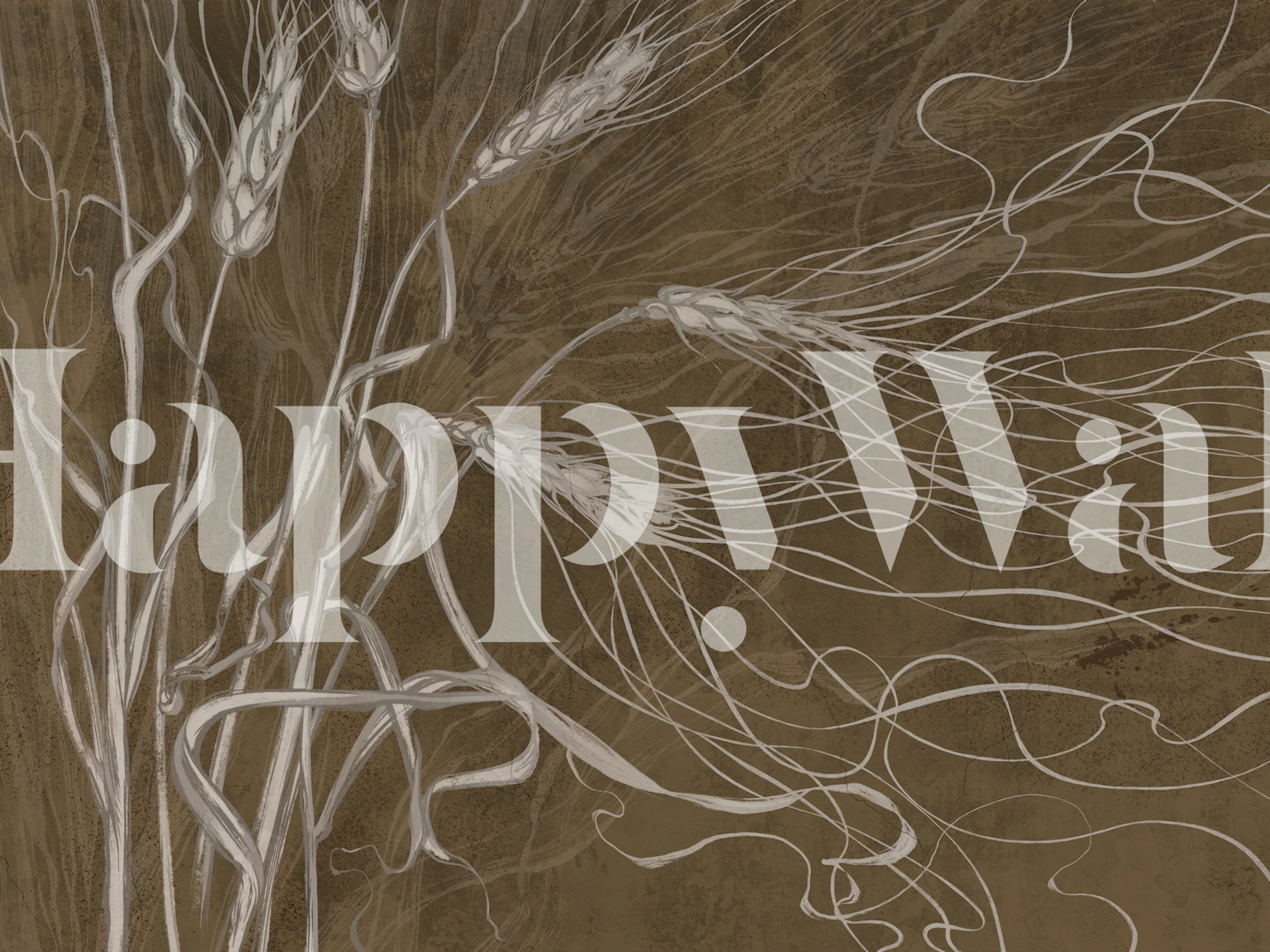 Ears of wheat wallpaper design in a room