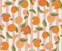 Vintage Oranges on Preppy Pink Stripes behang