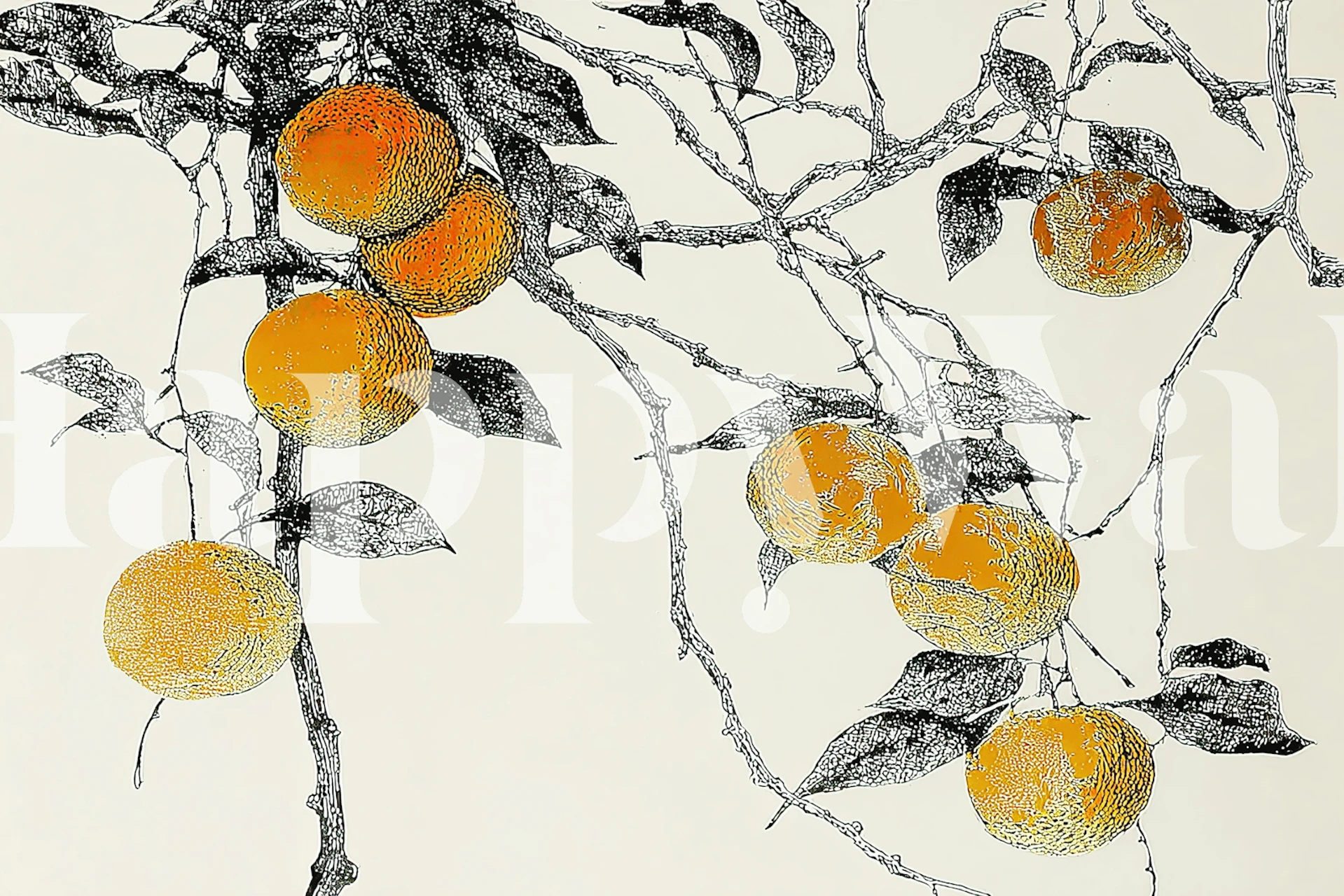 Citrus Orchard wallpaper design in a room