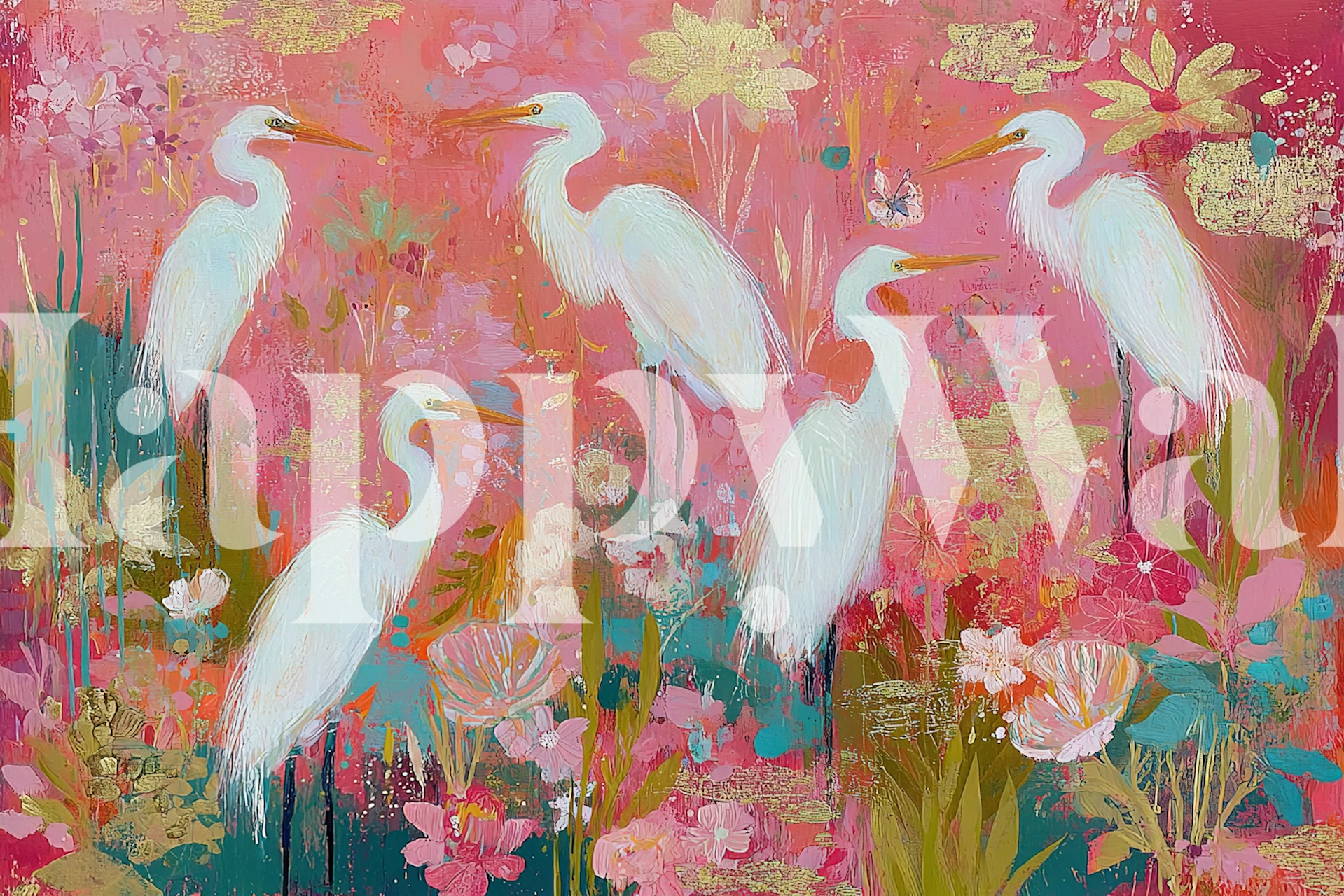 Papier peint Colorful Heron Bliss dans une pièce