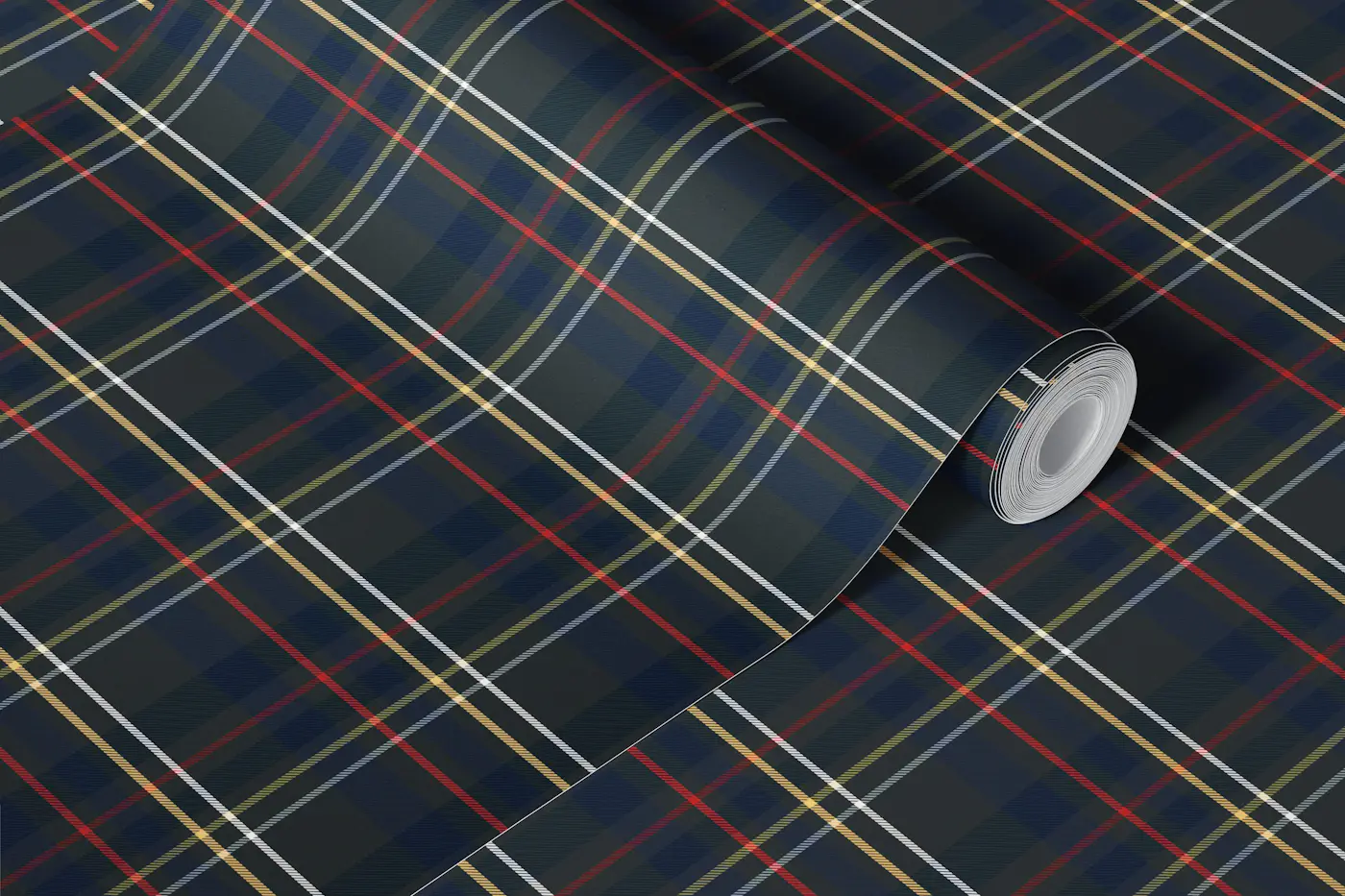 Dark green Equestrian Plaid large scale wallpaper roll