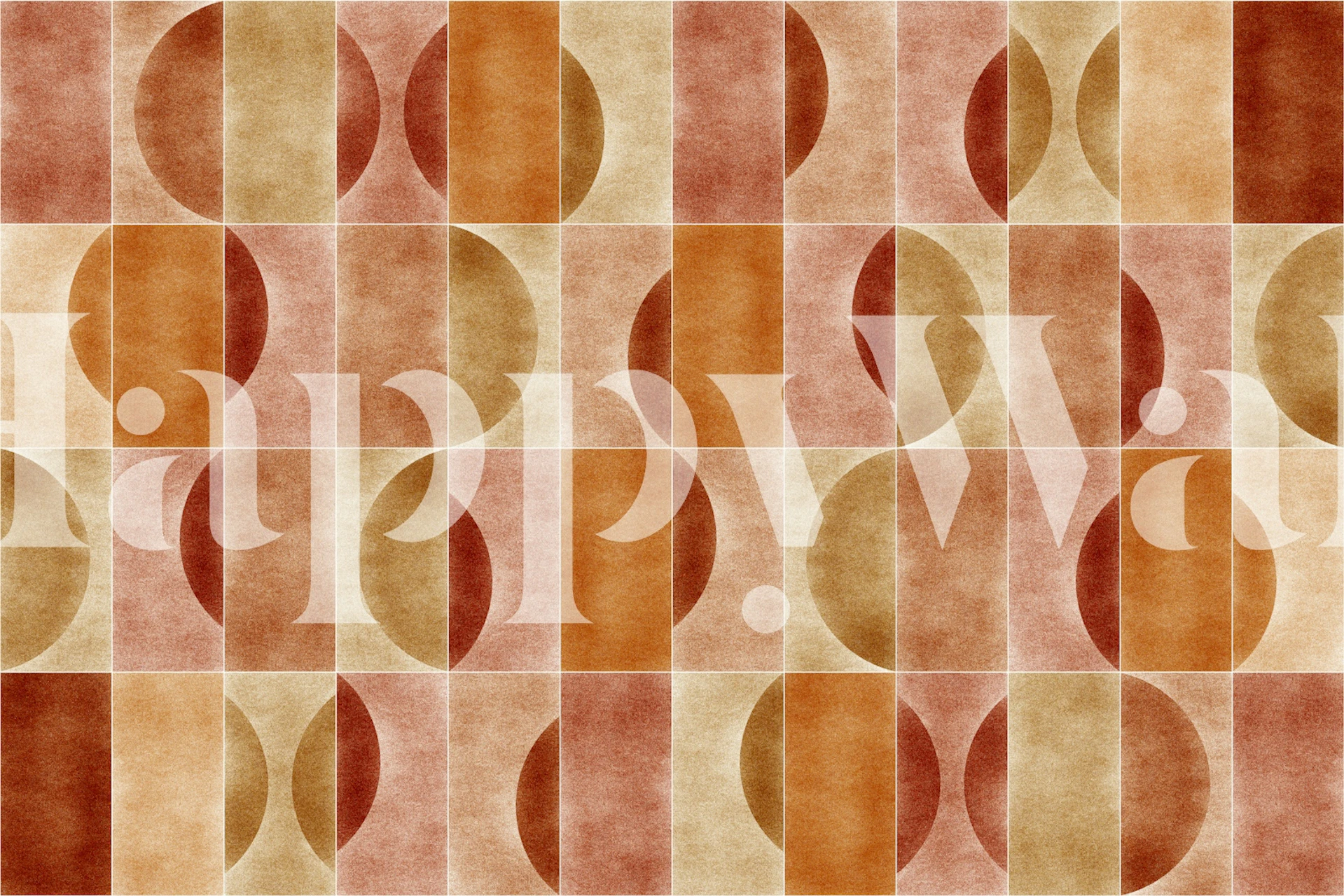 Geometric pattern in warm earth tones with circular shapes wallpaper