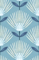 Art Deco Fan flowers neutral Light Blue wallpaper