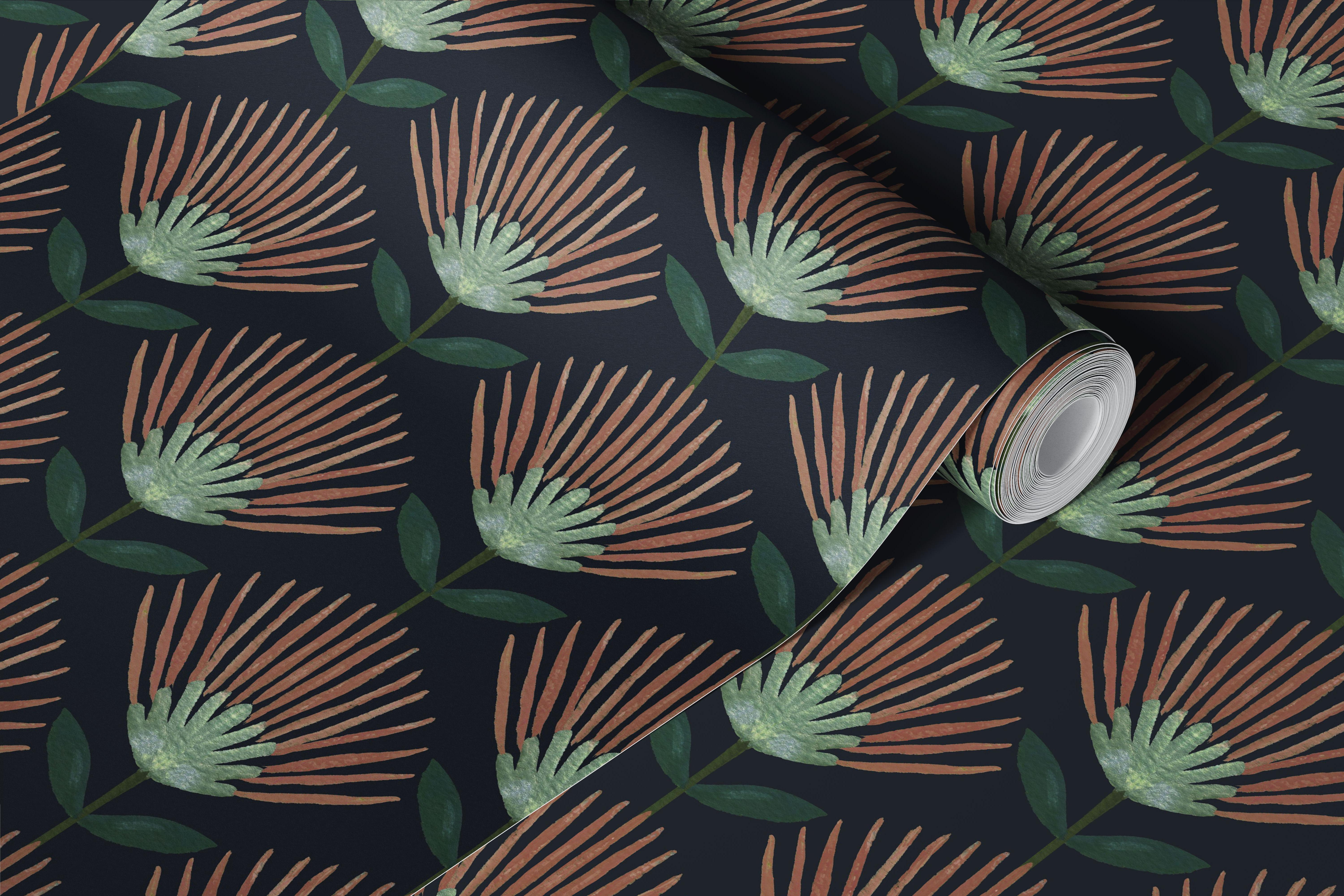 Art Deco Fan flowers Black Gatsby wallpaper in a room