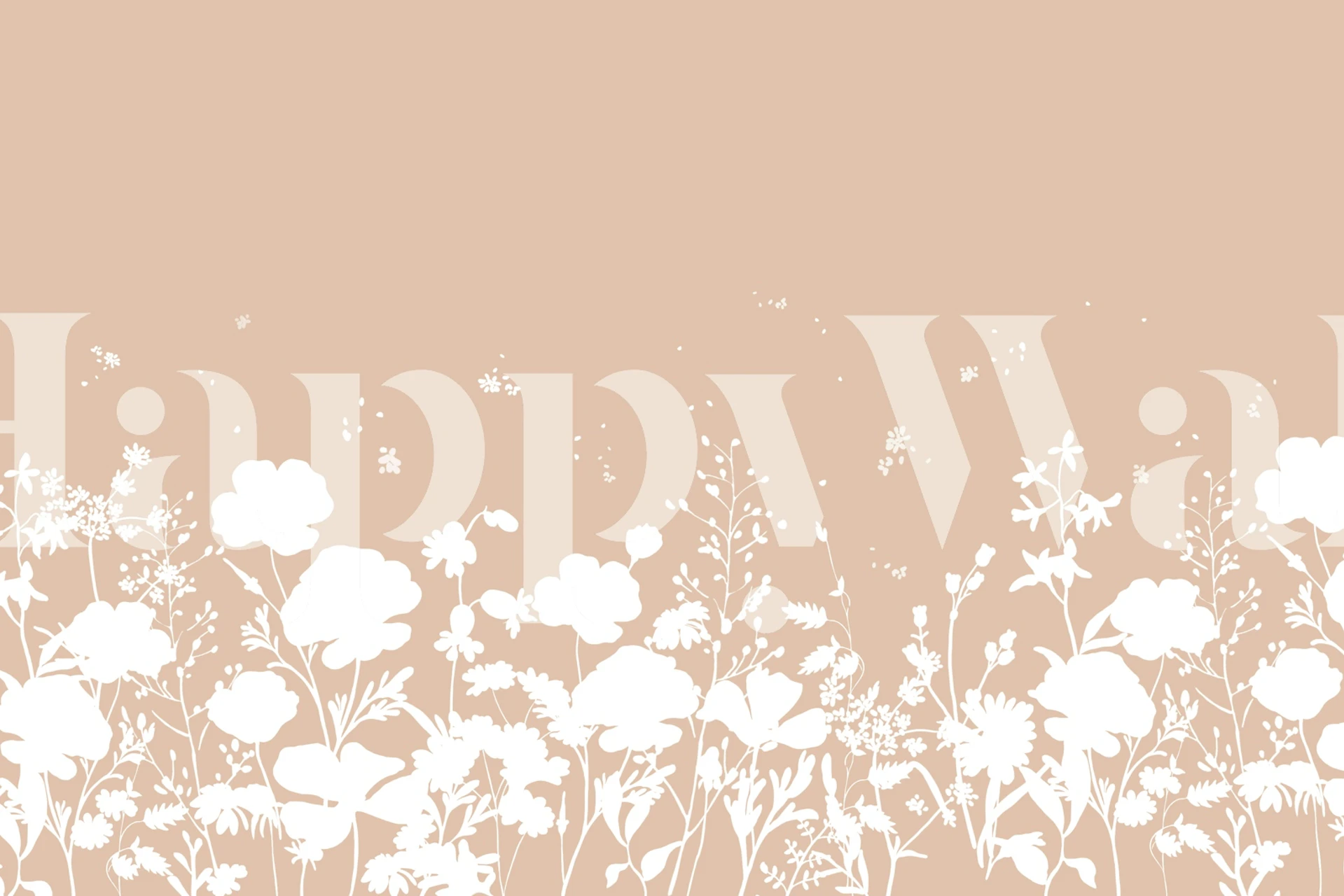 White floral silhouettes on a terracotta background wallpaper