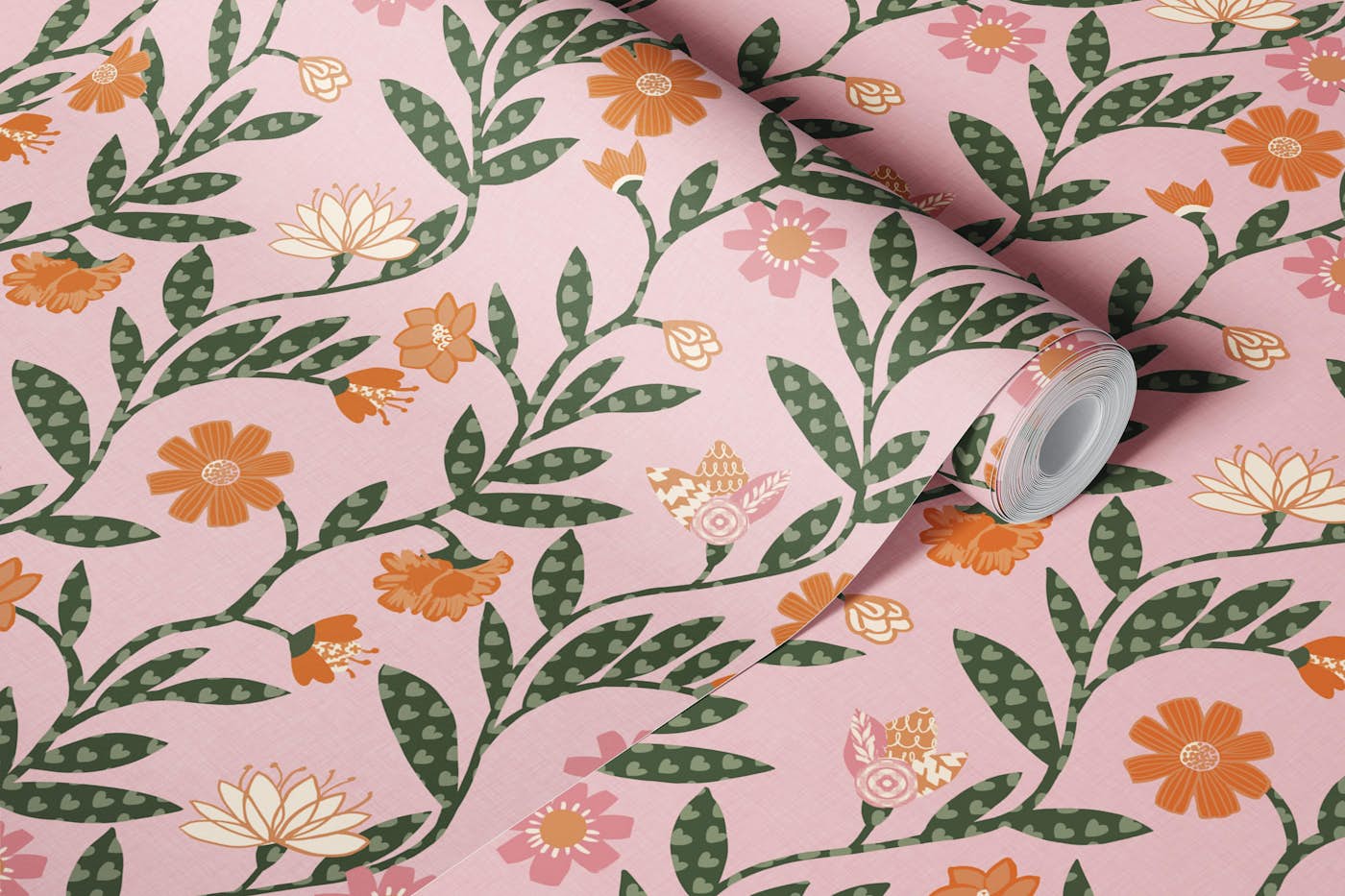 Applique Inspired Floral Vine wallpaper roll
