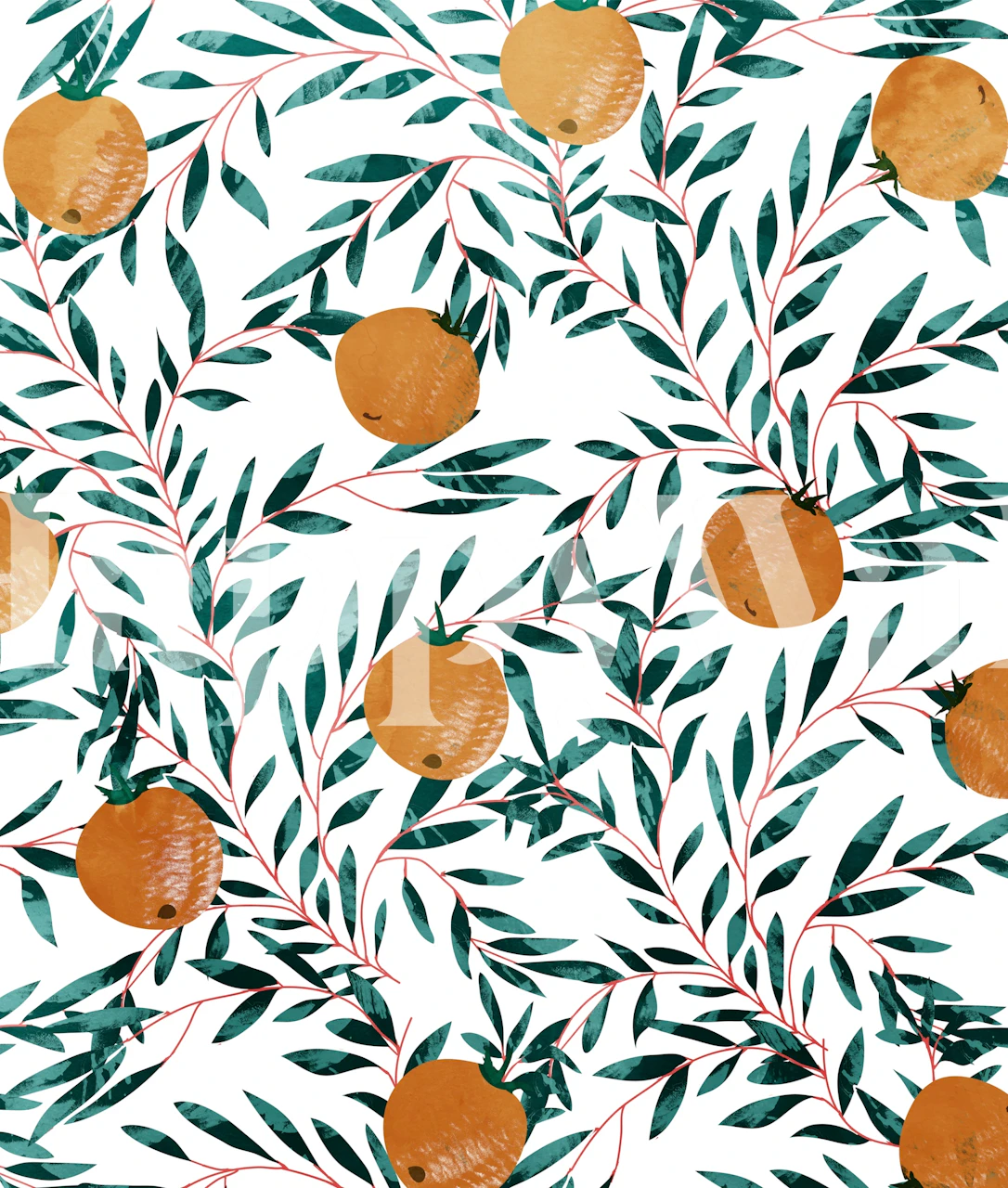 Orange mandarin fruits with green leaves wallpaper