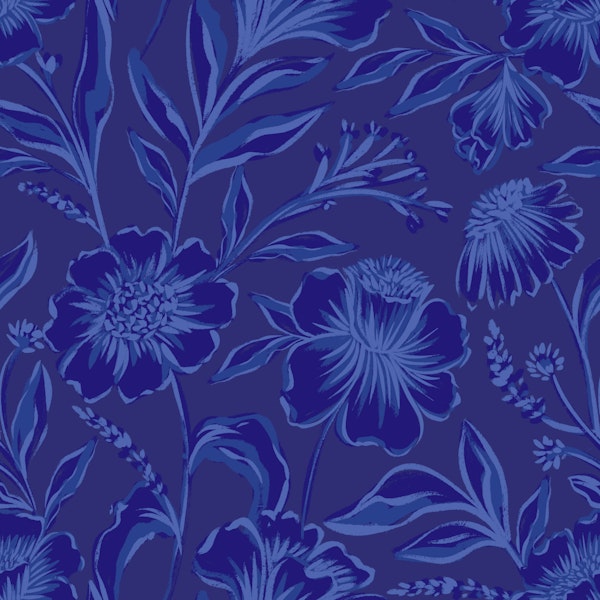 Deep Blue Flower Night