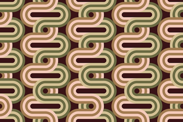 Intertwined Curved Stripes L – Brown & Pink