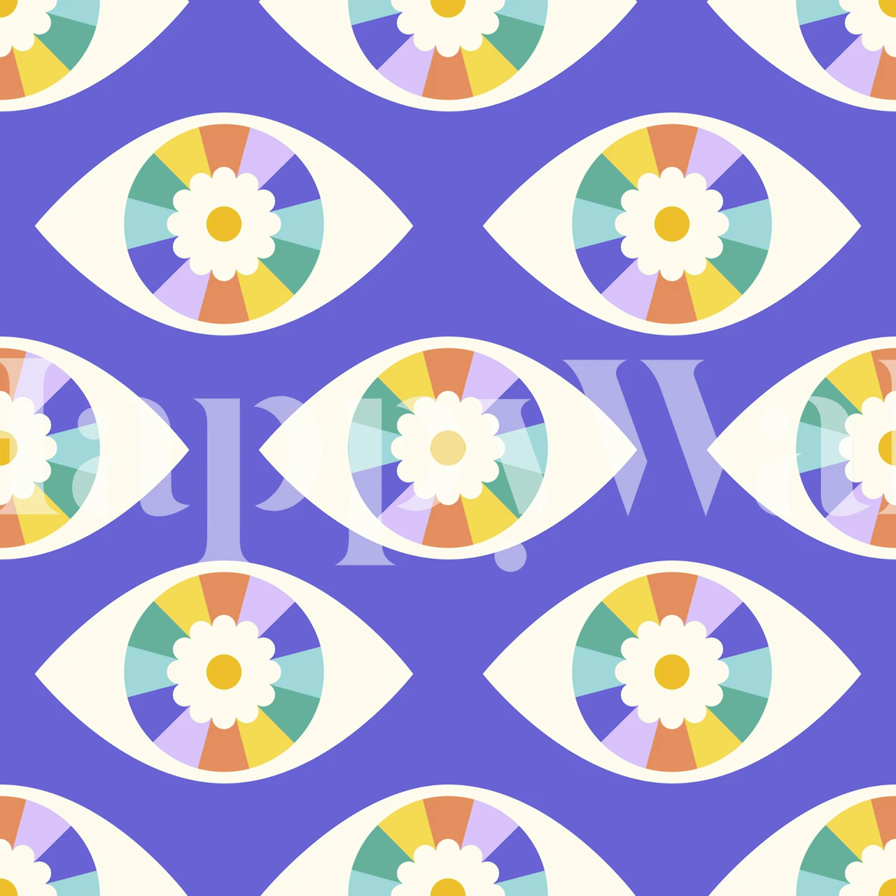 Rainbow Eyes Mural behang in een kamer