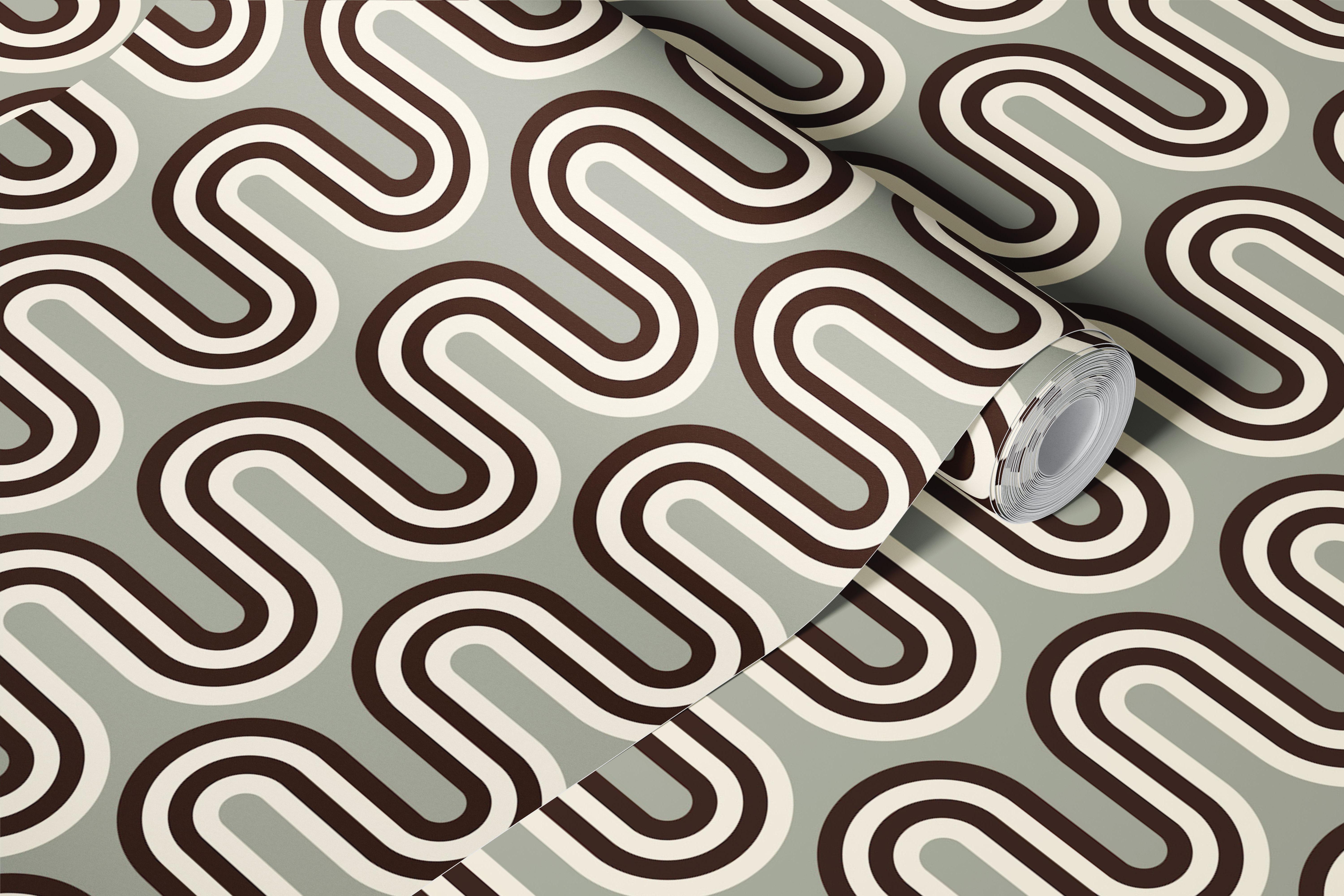 Zig-zag Curved Stripes L wallpaper v místnosti