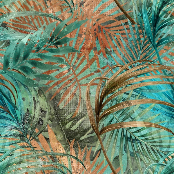 Brown vivid turquoise palmera leaves
