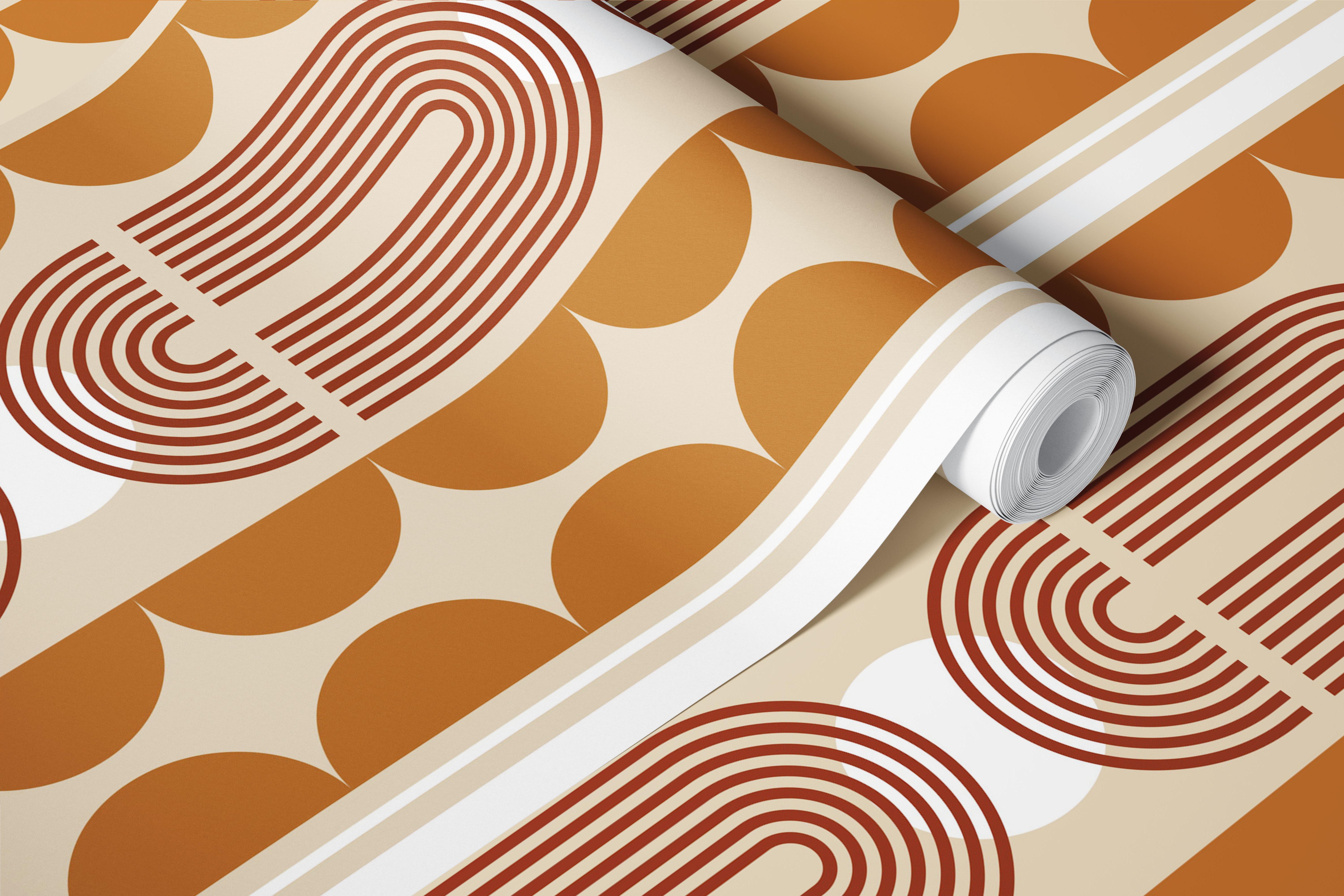 Warm Retro Design Tapete in einem Zimmer